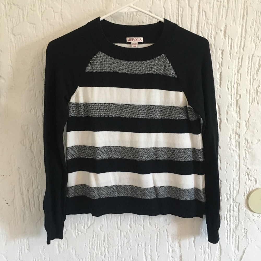 Merona Black and White Striped Sweater Size XS